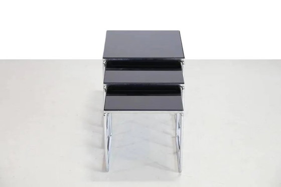 Vintage bijzettafels van chroom en zwart glas van Brabantia uit de jaren 60. – Chrome, Mid Century Modern (photo 3 of 7)