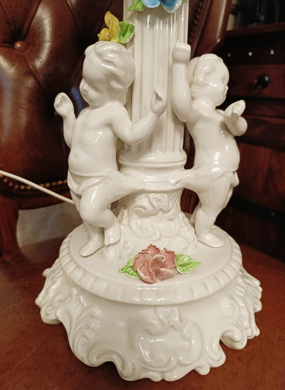 Vintage Porcelain Cherub Table Lamp 62 cm (photo 15 of 15)