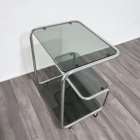 Image 1 of Carrello Portavivande Triplo Ripiano Anni 70 Acciaio Design Modernariato