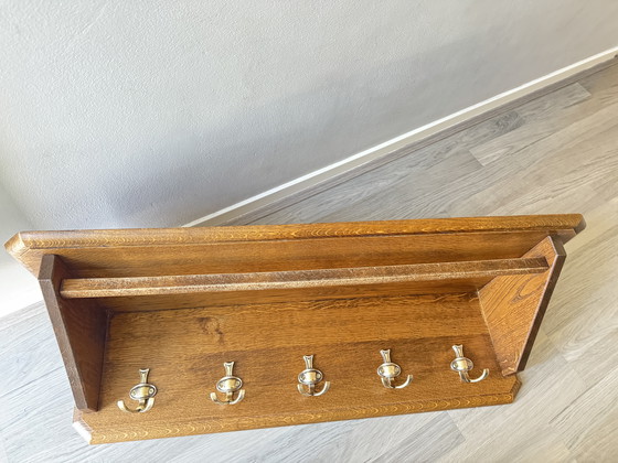 Image 1 of Appendiabiti vintage in legno massello di metà secolo, 97 cm / 5 grucce