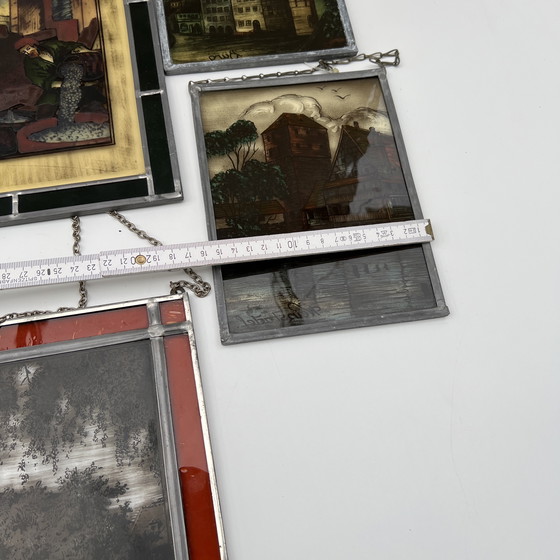 Image 1 of Konvolut dekorativer Glasbilder in Bleiverglasung – Deutschland, ca. 1955–1975