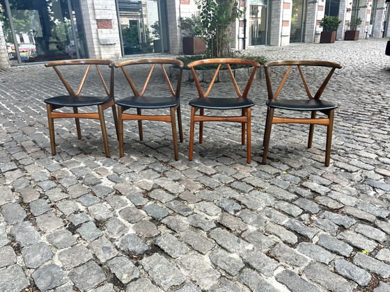 Image 1 of 4 sedie di Henning Kjaernulf, per Bruno Hansen, Danimarca, anni '50