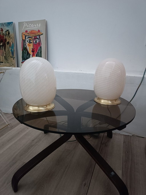 Paire de lampes Oeufs de Murano 1970s