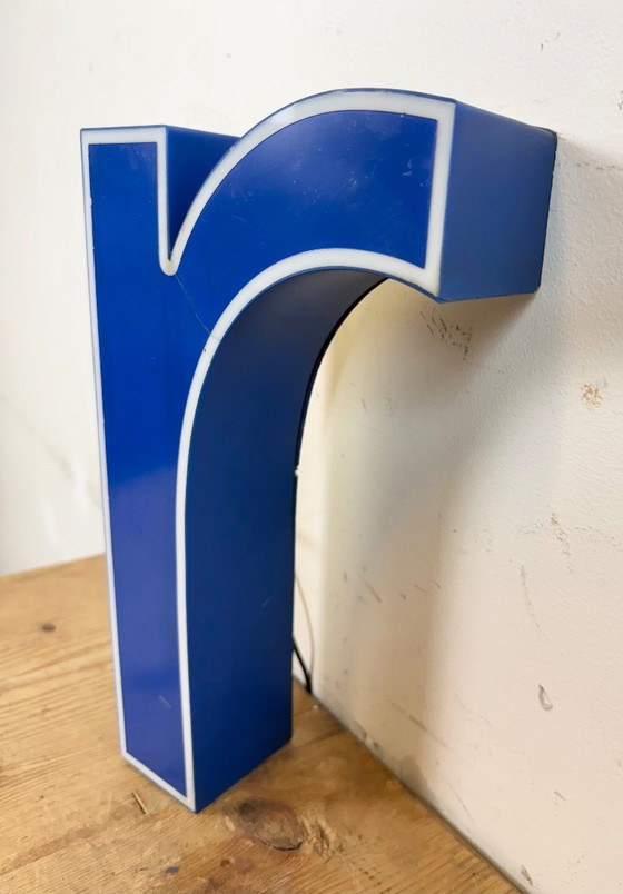Image 1 of Vintage Blue Plastic Illuminated Letter R , 1970s