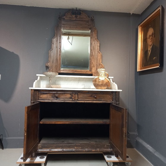 Image 1 of Antiek Frans Faux Bamboo dressoir