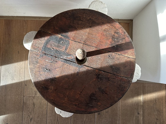 Image 1 of Grote Franse marmeren vijzel 19e met deksel met twee stampers