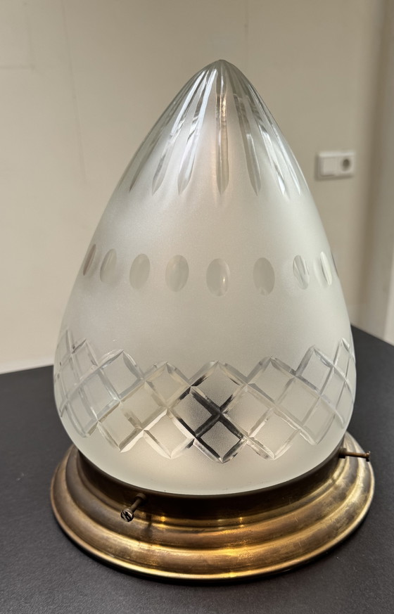 Image 1 of Lámpara de techo Art Déco – Modelo "Huevo" con cristal tallado