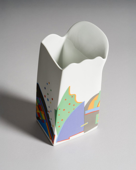Image 1 of Rare Large Memphis‑Style Porcelain Vase by Barbara Brenner for Rosenthal, Thomas Atelier Collection, 1980s