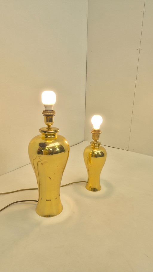Heavy Set Vintage Brass Table Lamps