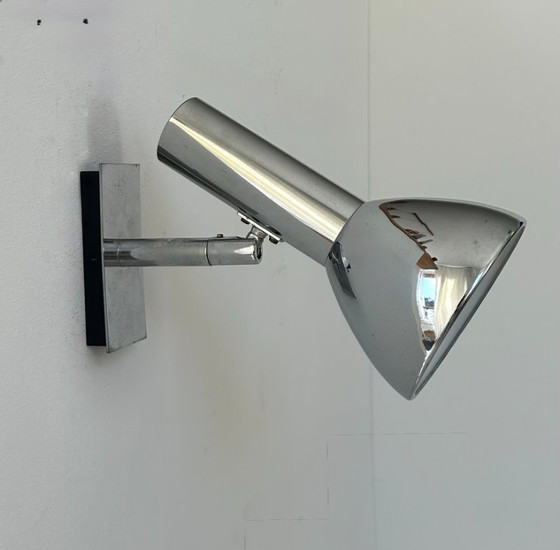 Image 1 of Vintage verstelbare wandlamp, verchroomd metaal, Frankrijk 1970
