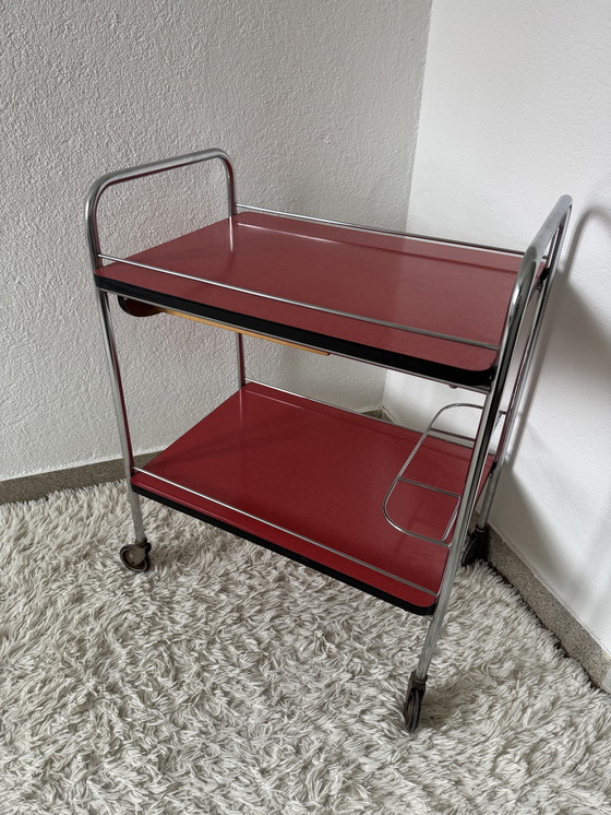 Image 1 of Rolling Formica Sideboard 60s