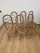 6 vintage Italiaanse designstoelen van bamboe en rotan.