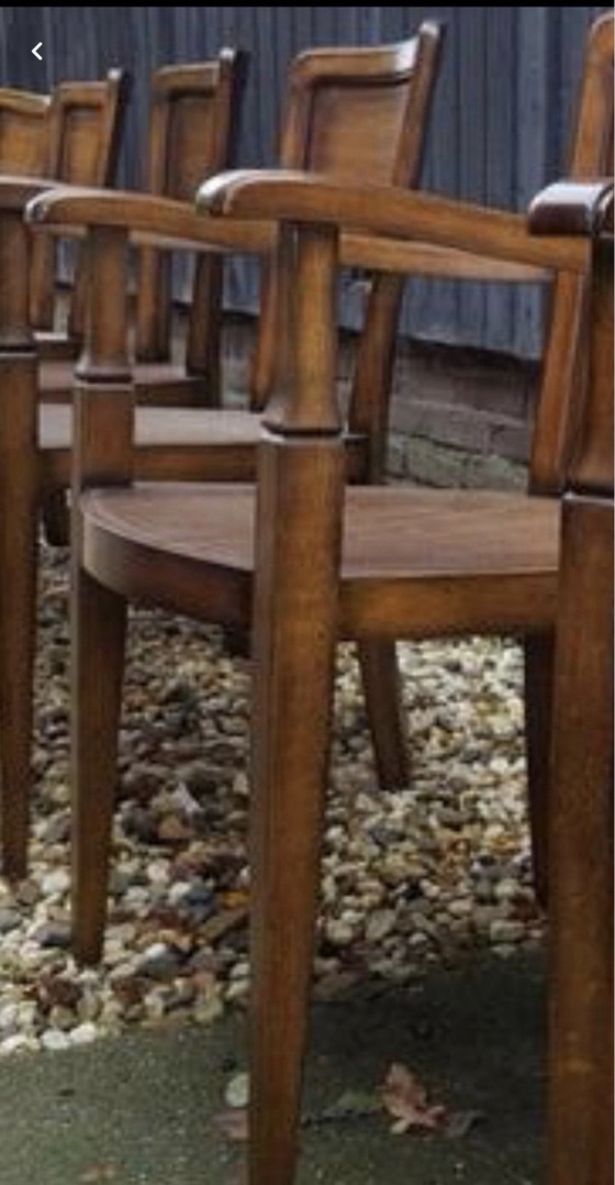 6 klassische Eichen-Esszimmer-Armlehnstühle, Esszimmerstühle, Holz, Braun (Foto 2 von 6)