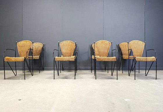 Image 1 of Korbstühle von Frederick Weinberg, 1960er Jahre, 8er-Set