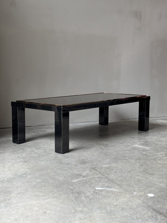 Image 1 of Großer Couchtisch aus Gold und Rauchglas von Belgochrom, 1970er Jahre