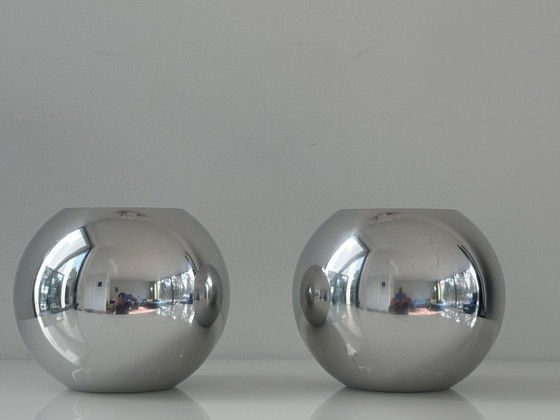 Image 1 of Porte-bougies chauffe-plat vintage Ikea en acier inoxydable Nässjö, lot de deux