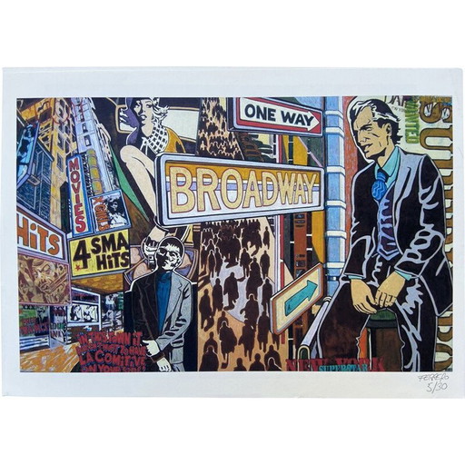 Alte Broadway-Lithographie von Marc Ferrero