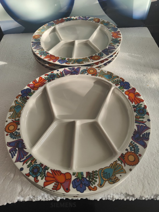 Image 1 of 6 piatti da fonduta in porcellana Acapulco Villeroy &amp; Boch anni '70