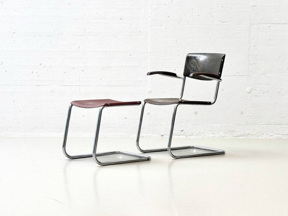 Image 1 of Piétement luge S43 avec tabouret de Mart Stam pour Bremshey & Co, années 1940