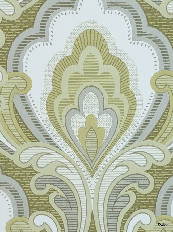 14302 Carta da Parati Barocca Classica Verde Oliva Accento Oro – Decorazioni murali, Paper (photo 3 of 7)