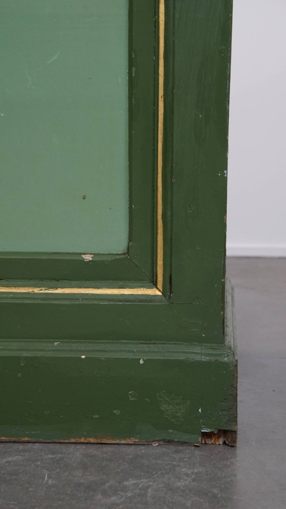 Image 1 of Antico bancone/comò verde della fine del XIX/inizio del XX secolo con piano in marmo