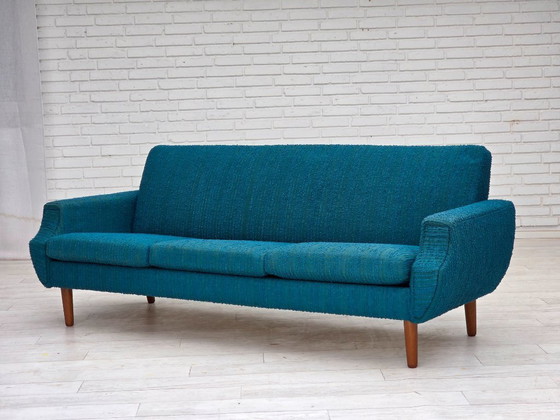 Image 1 of 1970s, Danish 3-seater sofa, furniture wool, teak wood.
