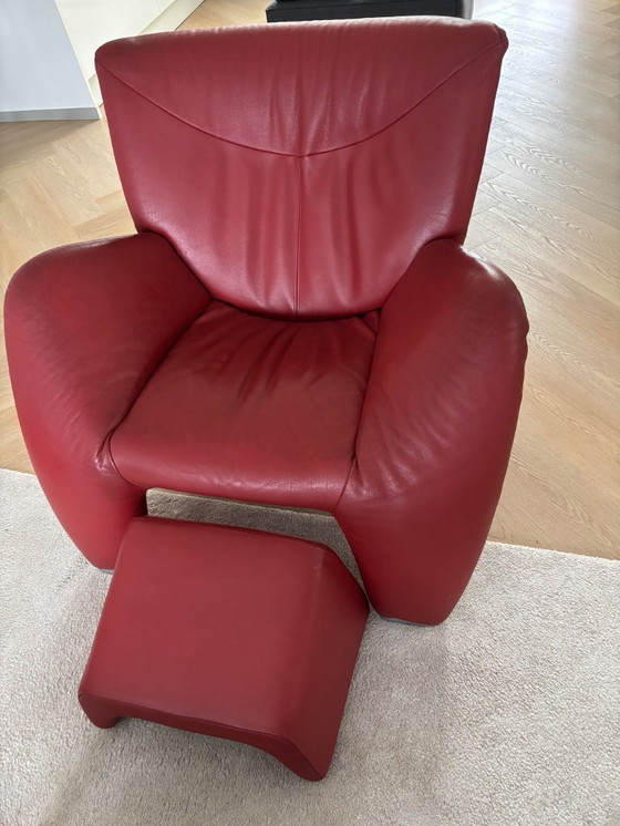 Image 1 of Leolux Echnaton armchair and footstool