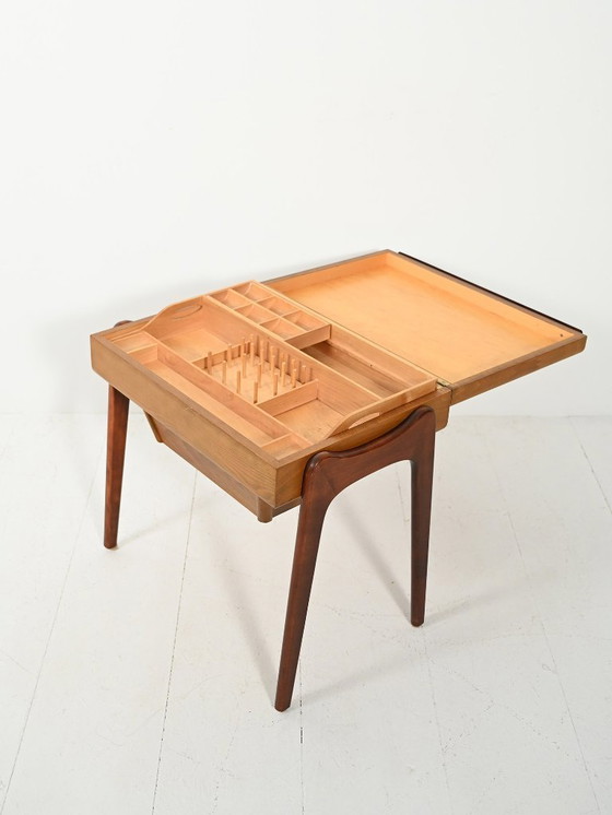Image 1 of Scandinavian Sewing Table in Teak and Oak