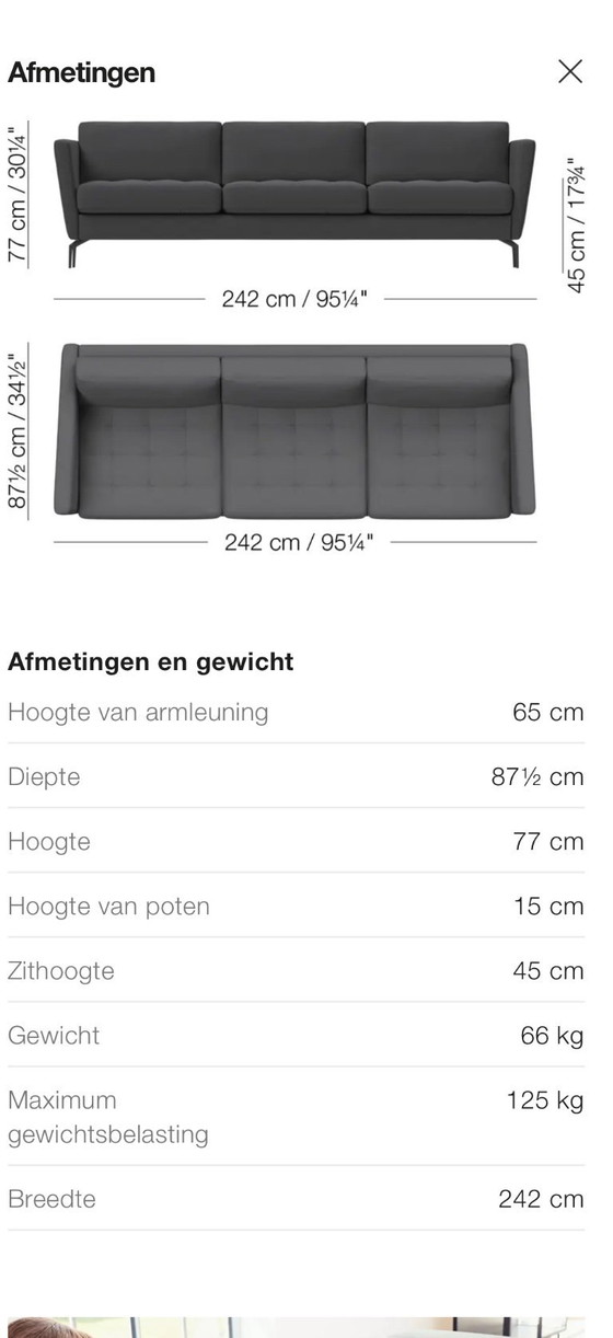 Image 1 of Boconcept Osaka 3 Seater Sofa Petrol Blue