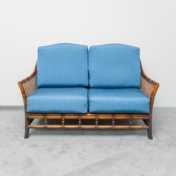 Image 1 of DIVANO D'EPOCA A 2 POSTI IN BAMBOO E CINGHIALE DI VIENNA, 1960, MODERNO ANTICO