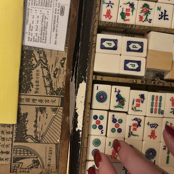 Image 1 of Antiek zeldzaam Mahjong spel
