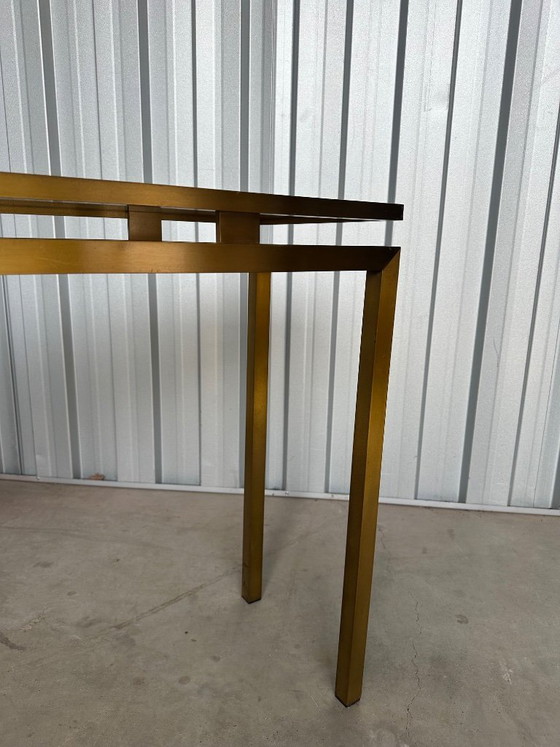 Image 1 of Vintage messing sidetable met glazen blad