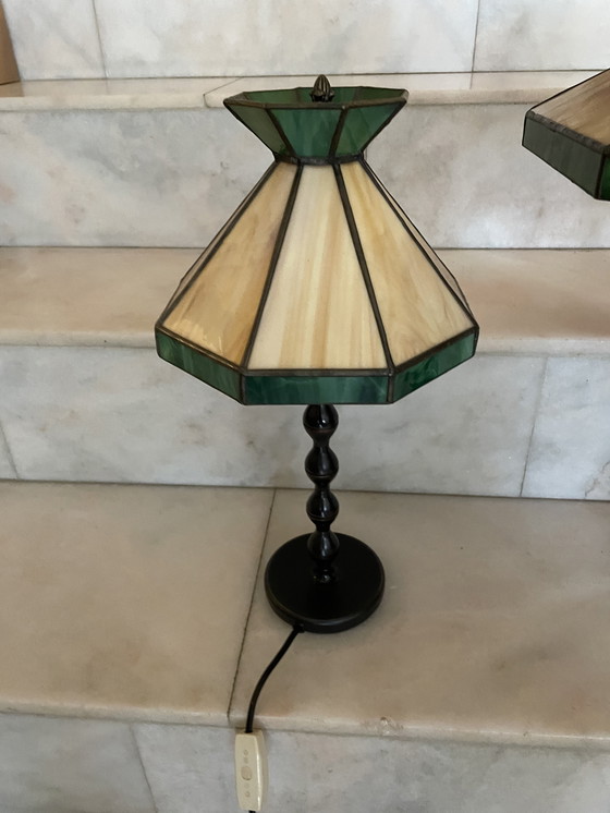 Image 1 of Tiffany-Glas in Goldlampen