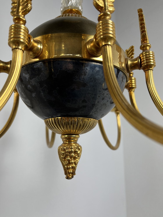 Image 1 of Vintage 1940s/50s gold plated French chandelier