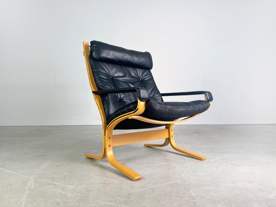 Image 1 of Sillón Siesta Westnofa de Ingmar Relling, de cuero negro, de mediados de siglo.