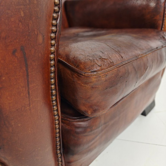 Image 1 of Poltrona da club per gentiluomini in stile Art Déco in pelle