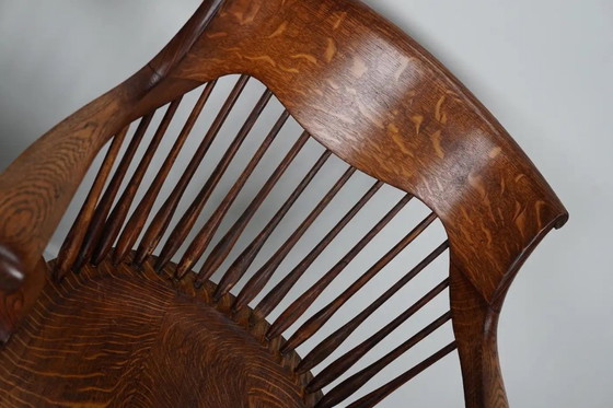 Image 1 of Coppia di sedie da scrivania inglesi in rovere edoardiano con schienali a doghe