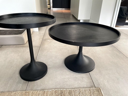 Zuiver coffee and side table Jason black wood round