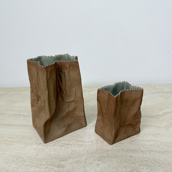 Image 1 of Set of 2 Rosenthal Paper Bag Vases by Tapio Wirkkala, 1970s