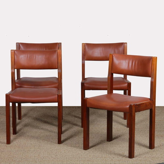 Image 1 of Suite of 4 solid elm chairs published by Self, 1970