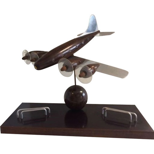 Vintage Art Deco airplane model in rosewood and aluminum, 1940