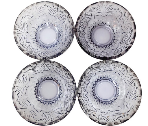 4 x Vintage-Dessertschalen aus lila Glas