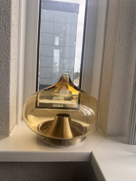 Mid-Century 70er Jahre tropfenförmige Lampe von Dijkstra – Pendelleuchten, Glass, Metal (photo 3 of 8)