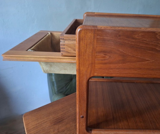 Image 1 of Teak Multifunctional Bar Cart Serving Trolley, Denmark 1960s