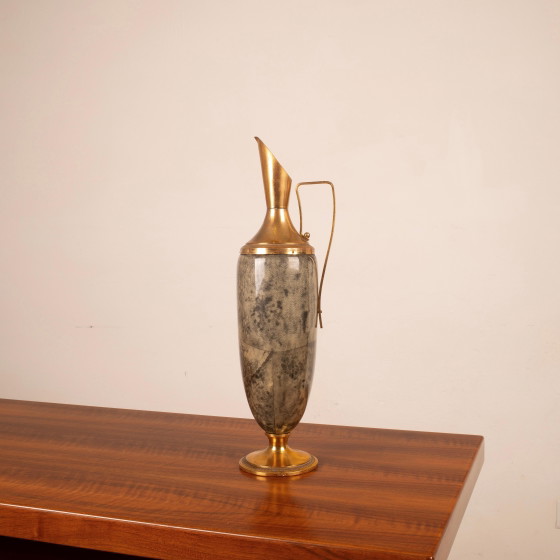 Termo Macabo de pergamino gris y latón Cusano Milanino, Italia 1960 – Carritos de bar, Brass (photo 3 of 18)