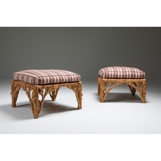 Image 1 of Pair of vintage ottoman, Arpex Italy Bamboo 1970s