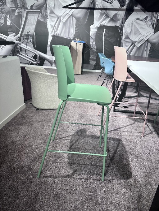 2 green bar stools