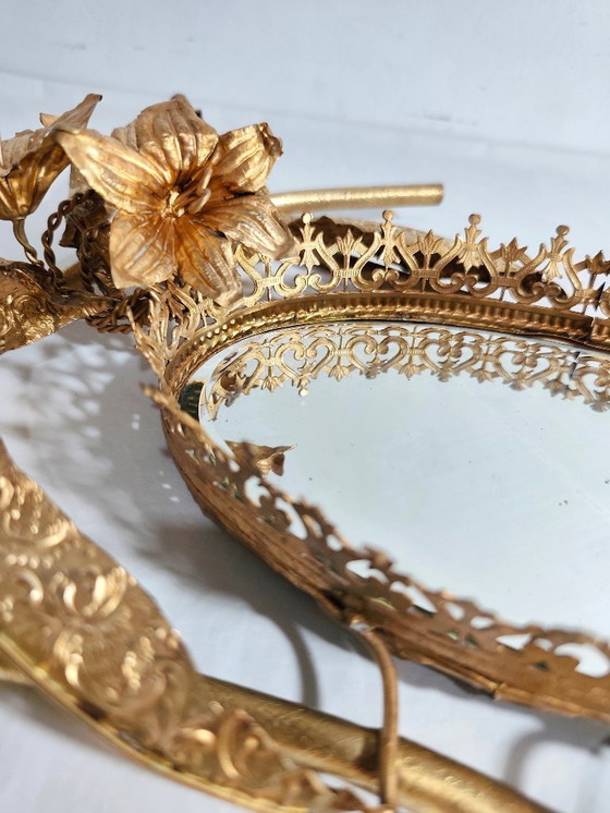 Image 1 of Oval Brass Mirror. Spain, 1940s.