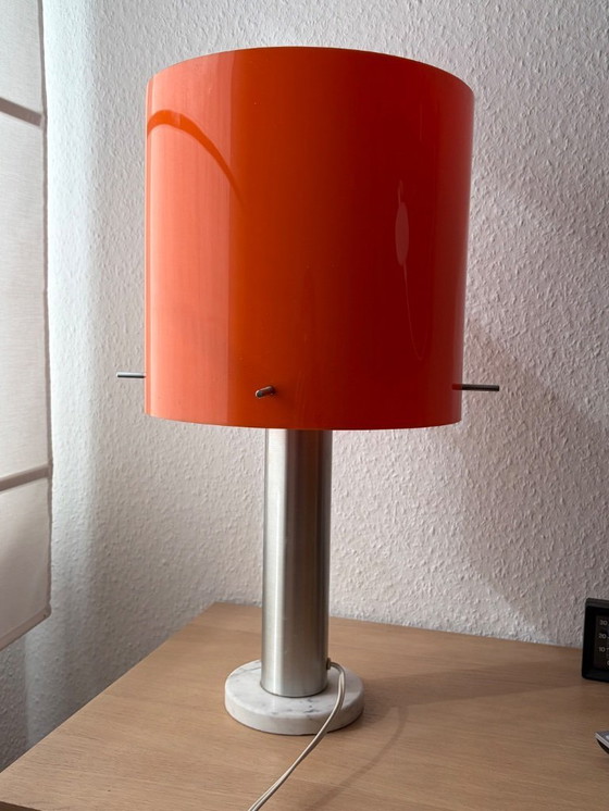 Image 1 of Mid-century vintage orange table lamp by Tito Agnoli for Stilnovo