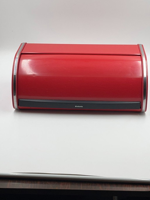 Red Brabantia bread box, 1980s vintage design